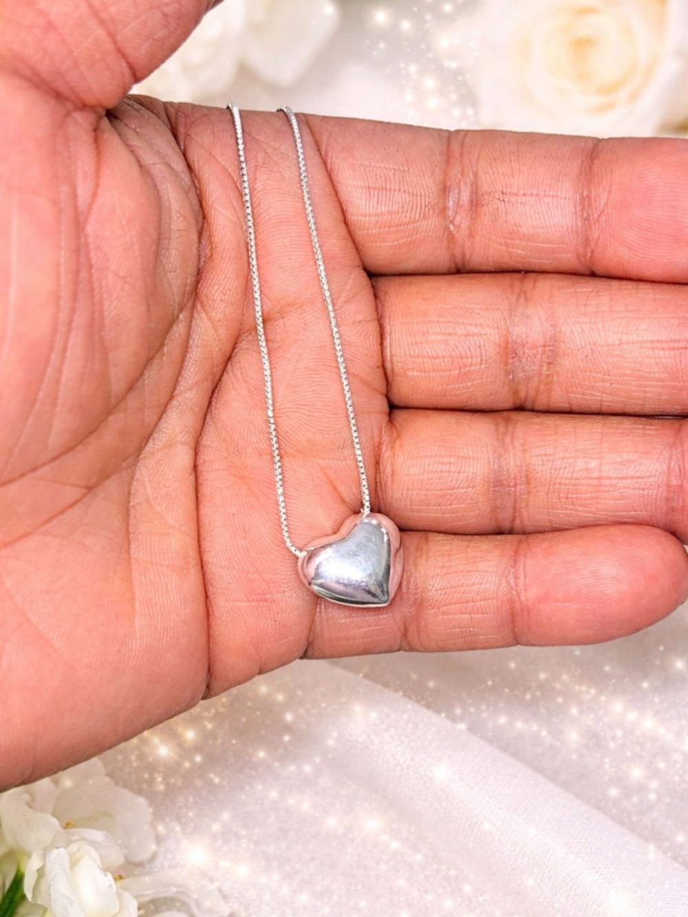 Luxury Sterling Silver Heart Pendant Necklace